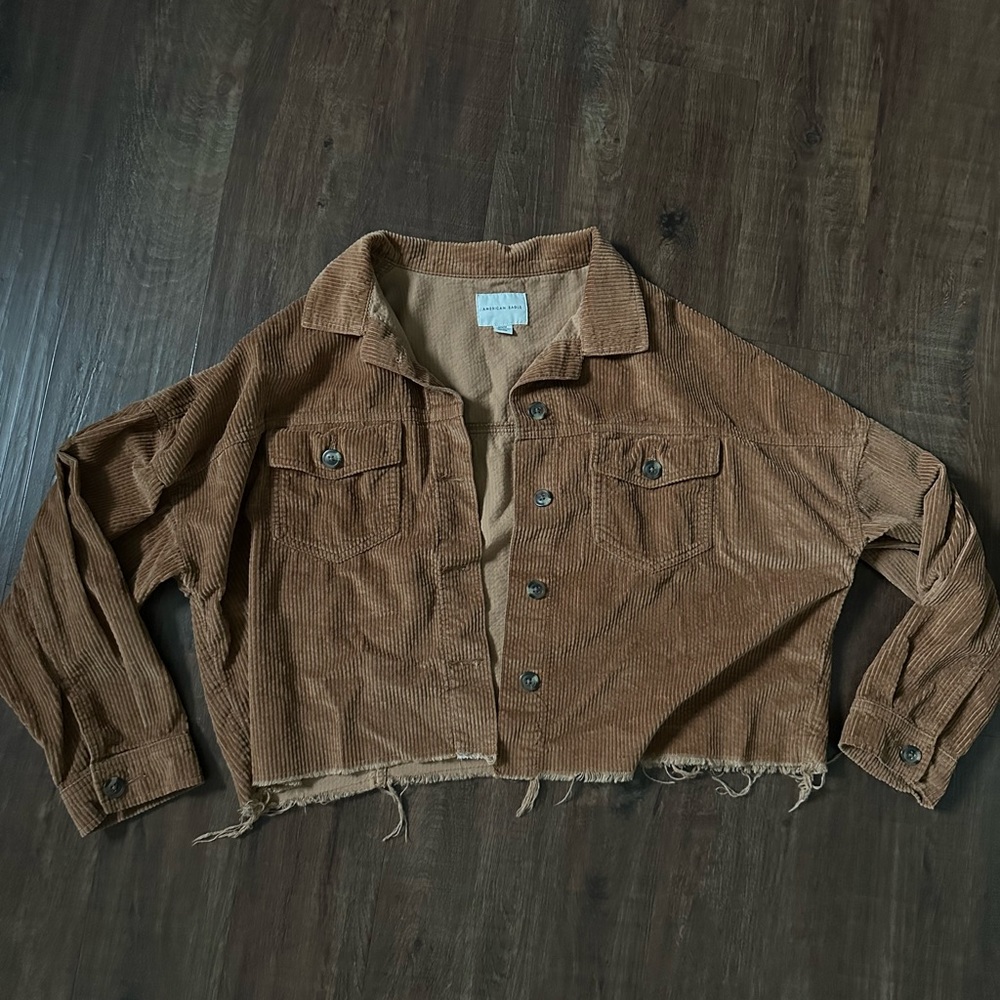 Corduroy Cropped Button Up